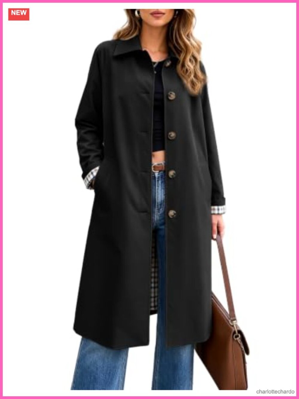 Womens Long Trench Coat Windproof Oversized Casual Fall Jacket